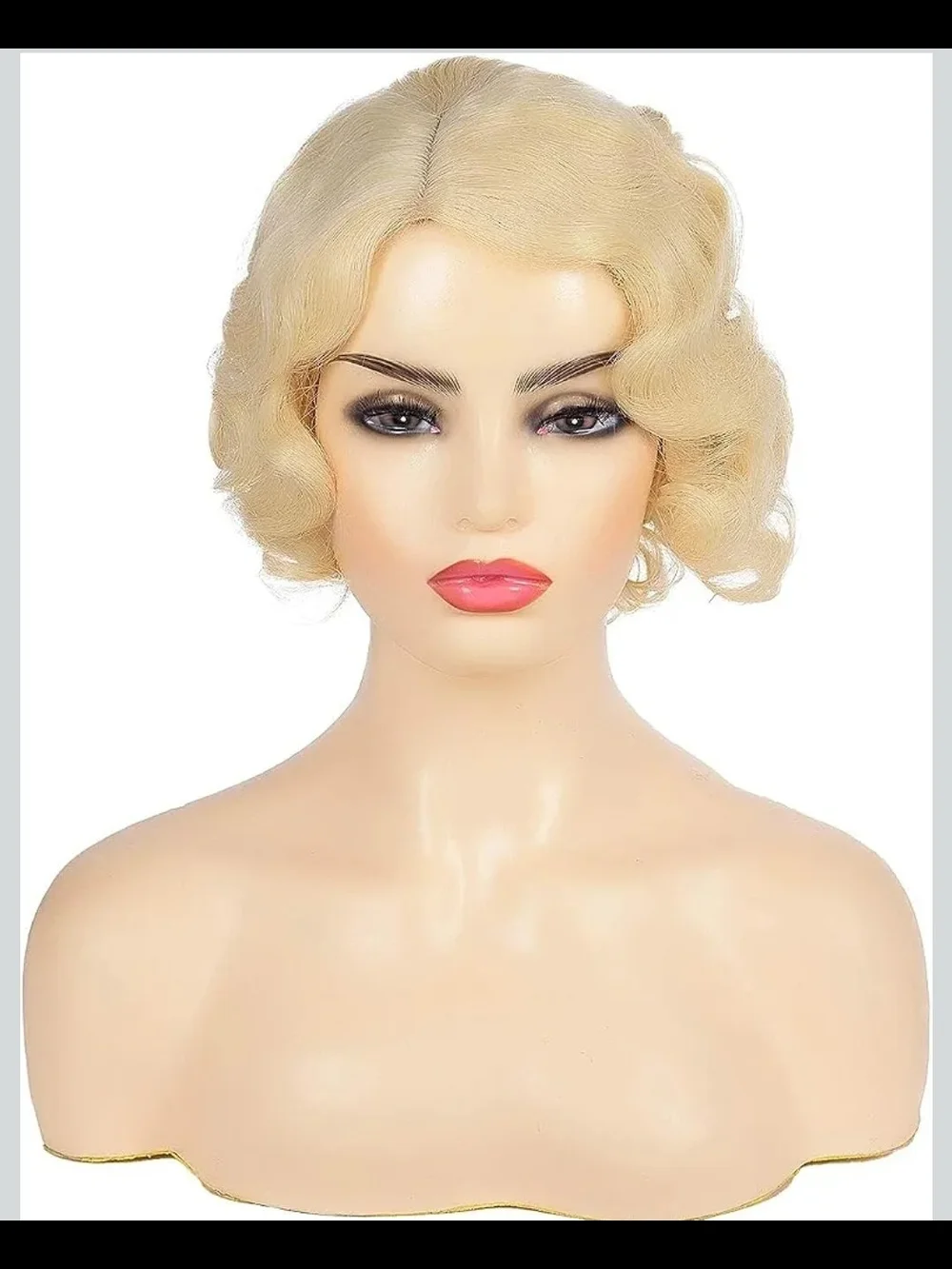 Short Blonde Curly Wig Finger Wave Synthetic Hair for Women 1920s Halloween Cosp